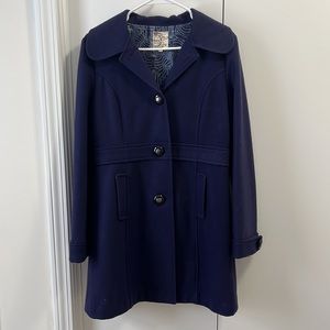 Women’s Tulle brand dark purple wool blend dress coat, size large. Like new.